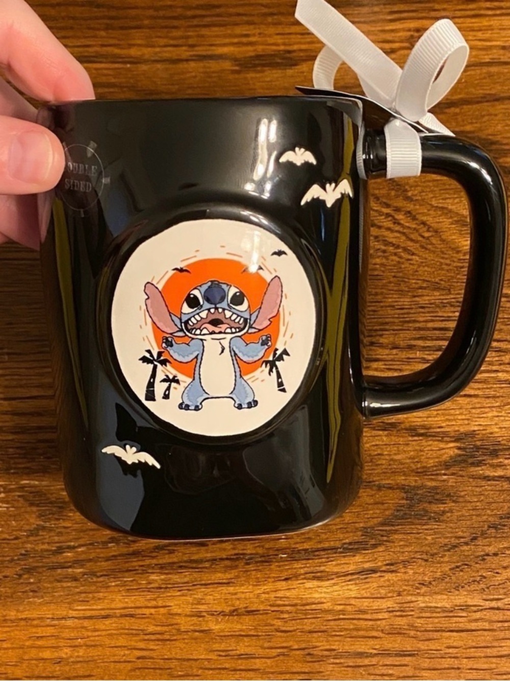 Rae Dunn Disney Stitch Mischief And Mayhem Halloween Ceramic Mug Black NWT
